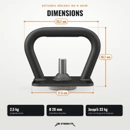 Poignée kettlebell réglable 100 % acier Uni Strength