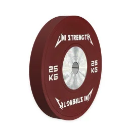Bumper da competizione 25 kg rosso Uni Strength, vista a 55°
