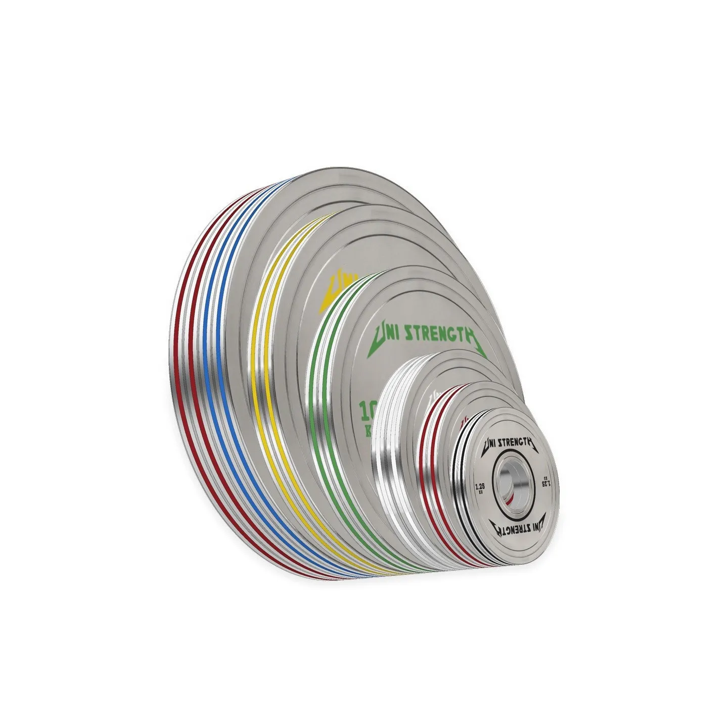 Set 157,5 kg discos calibrados UF - Cromados