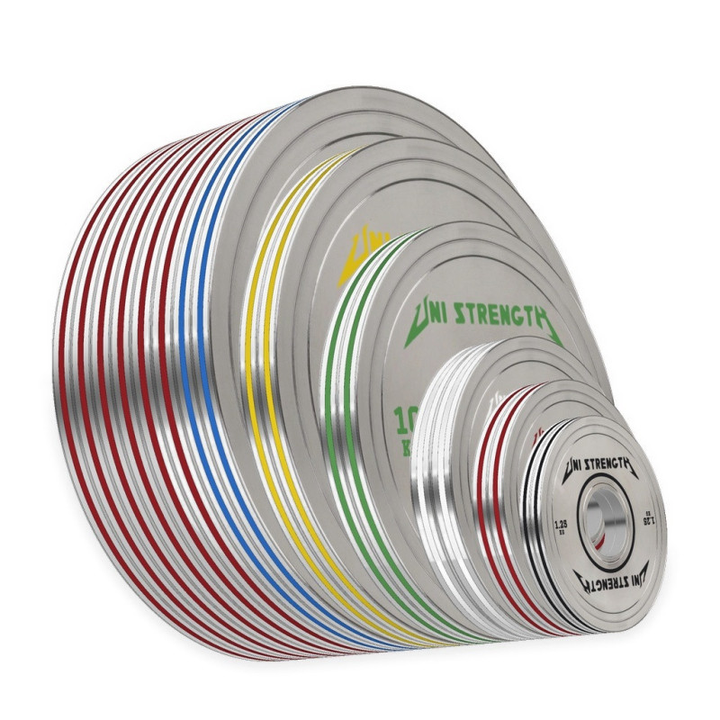 Set 257,5 kg UF disques calibrés chromés, tous les disques à l'échelle