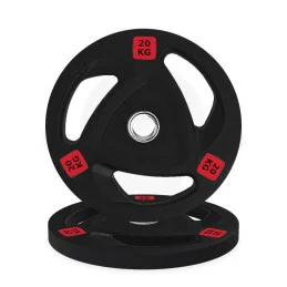 Disque olympique caoutchouc tri-grip 20 kg, vue de face