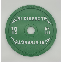 Disco calibrado UF 25 kg rojo Uni Strength, vista a 55°
