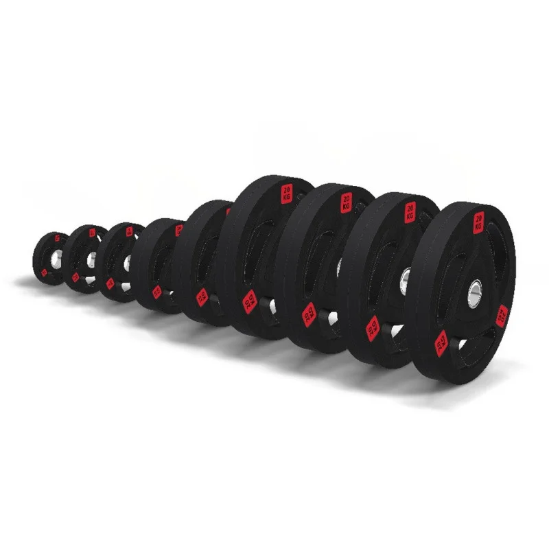 Set disques olympiques caoutchouc tri-grip 227,5 kg