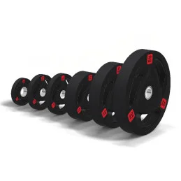 Set disques olympiques caoutchouc tri-grip 107,5 kg