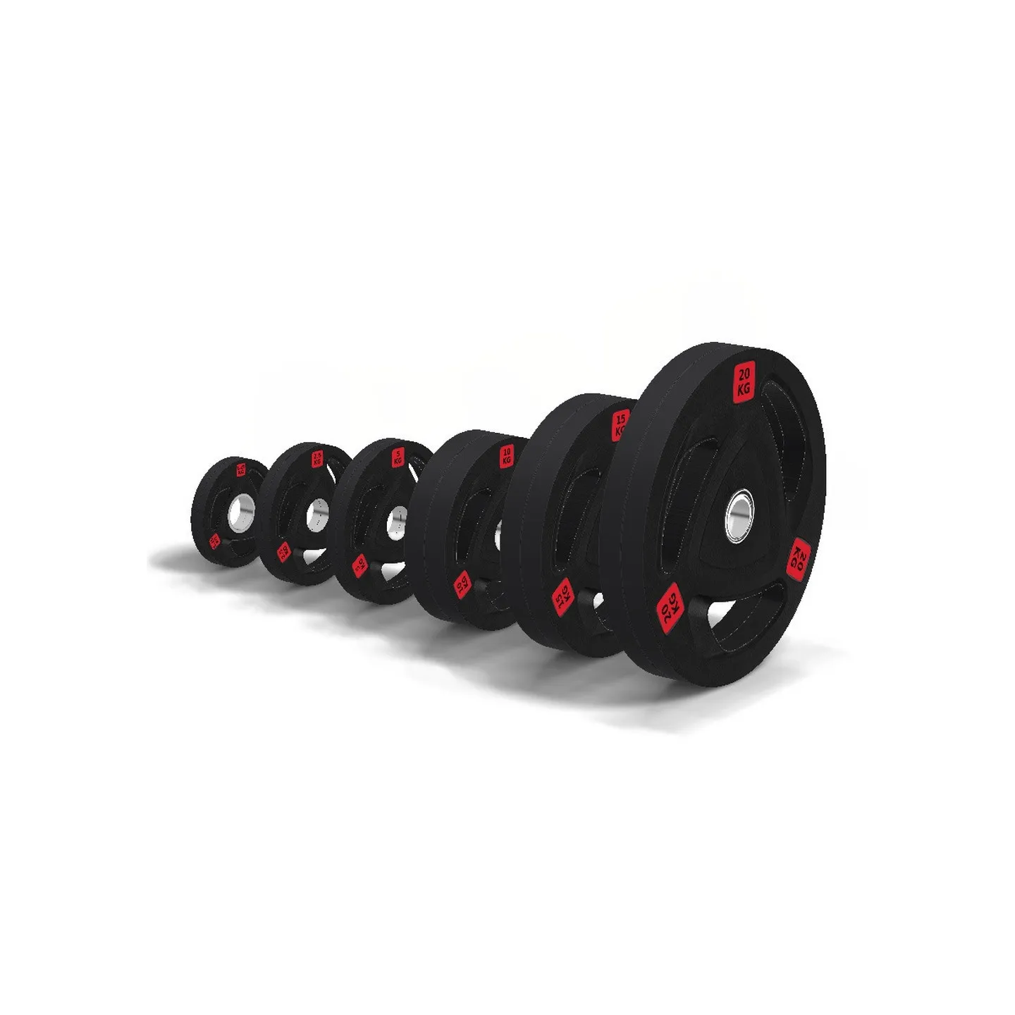 Olympia-Hantelscheiben 50 mm mit Gummiüberzug - Set 107,5 kg