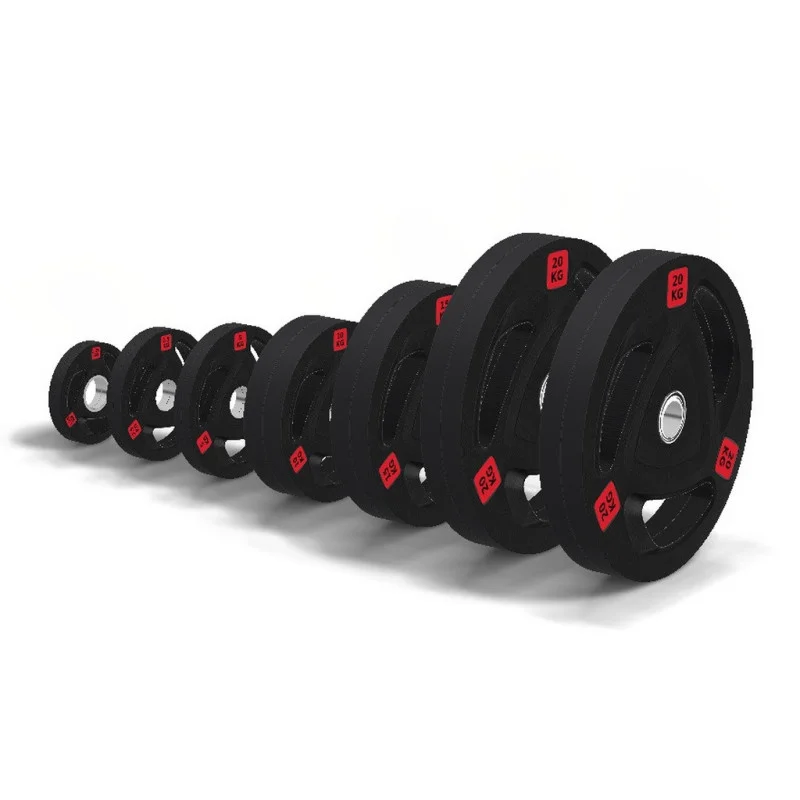 Set disques olympiques caoutchouc tri-grip 147,5 kg