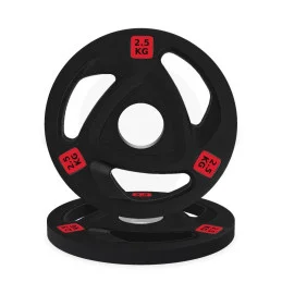 Tri-grip rubber Olympic plate 2.5 kg, front view