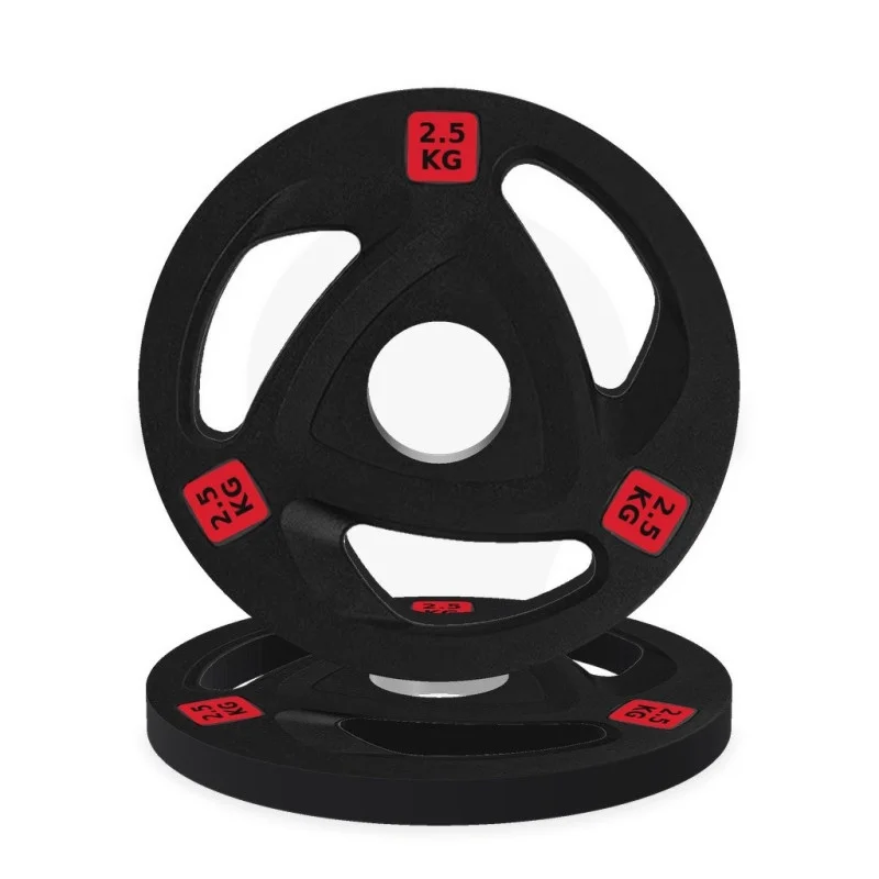 Disco olimpico in gomma tri-grip 2,5 kg, vista frontale