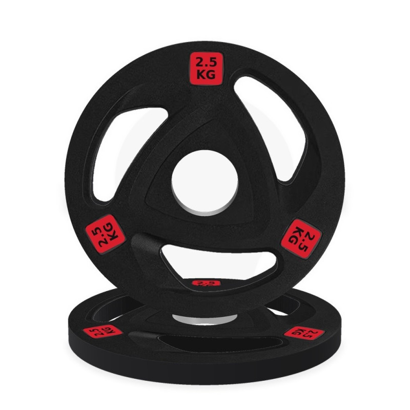Disco olímpico de goma tri-grip 2,5 kg, vista frontal
