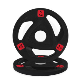 Olympische Tri-Grip-Gummischeibe 5 kg, Vorderansicht