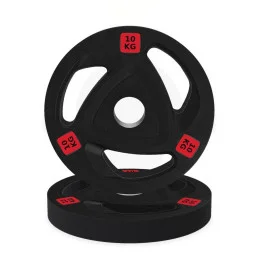 Disco olímpico de goma tri-grip 10 kg, vista frontal