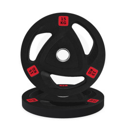 Olympische Tri-Grip-Gummischeibe 15 kg, Vorderansicht