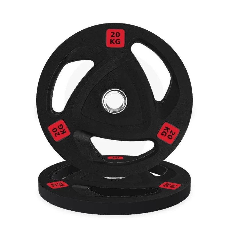 Disque olympique caoutchouc tri-grip 20 kg, vue de face