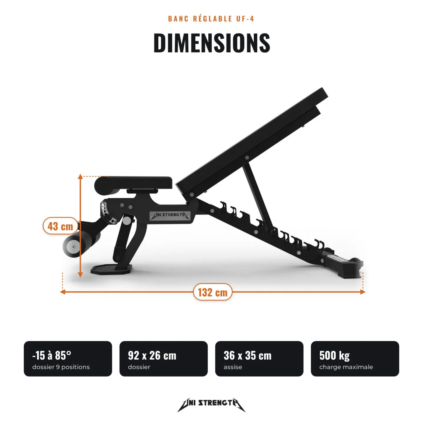 UF-4 Adjustable Weight Bench | Decline, Flat, Incline - view 6