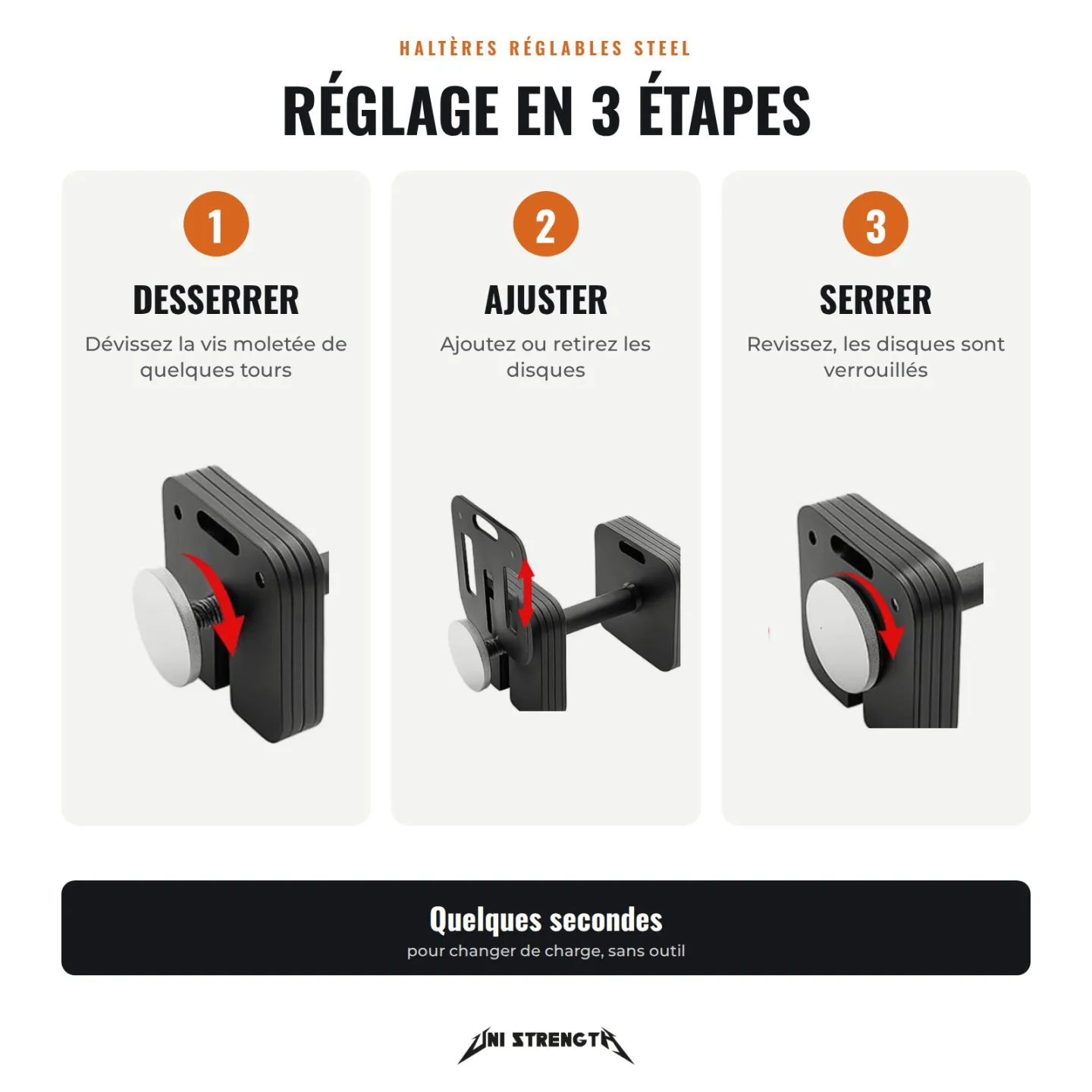 Set Extension 4 Visses | Pour Haltères Réglables Acier, Étape 2 (38 à 65 kg) - vue 7