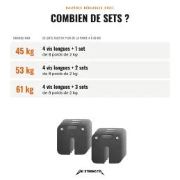 Set de 8 poids de 2 kg pour haltères réglables Steel