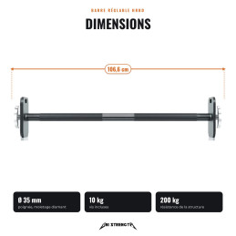 Verstellbare HRBD-Stange mit Schnellwechsel, 100 % Metall, Schrauben inklusive