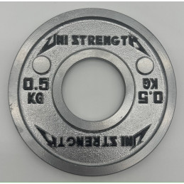 Disco calibrato UF 25 kg rosso Uni Strength, vista a 55°
