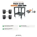 Pack Haltères Réglables 100 % Acier – HR-36P 4 à 53 kg + Support