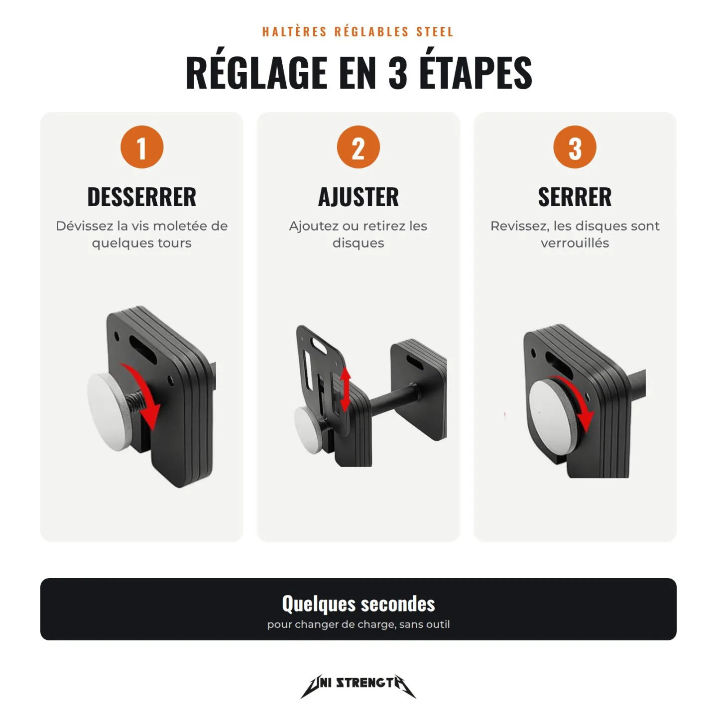 Pack Haltères Réglables 100 % Acier – 4 à 36 kg + Barre Réglable HRBD - vue 5