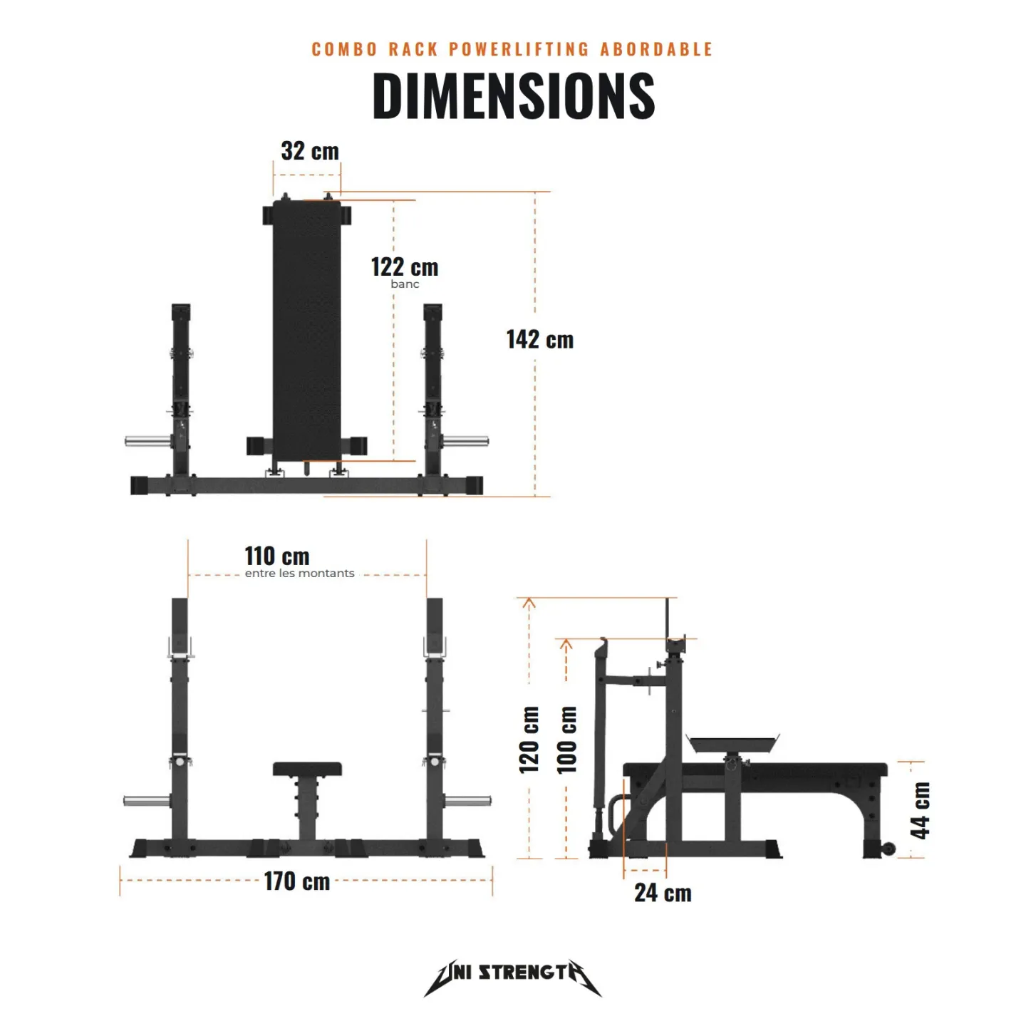 Combo Rack Powerlifting abordable, Squat & Développé Couché - vue 6