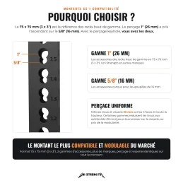 Montants rack CS-1 204 cm perçage compatibilité noir