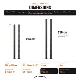Montants rack CS-1 204 cm perçage compatibilité noir