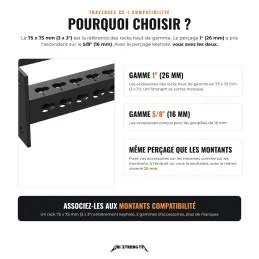 Traverses rack CS-1 76 cm perçage compatibilité noir