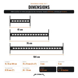 Traverses rack CS-1 76 cm perçage compatibilité noir