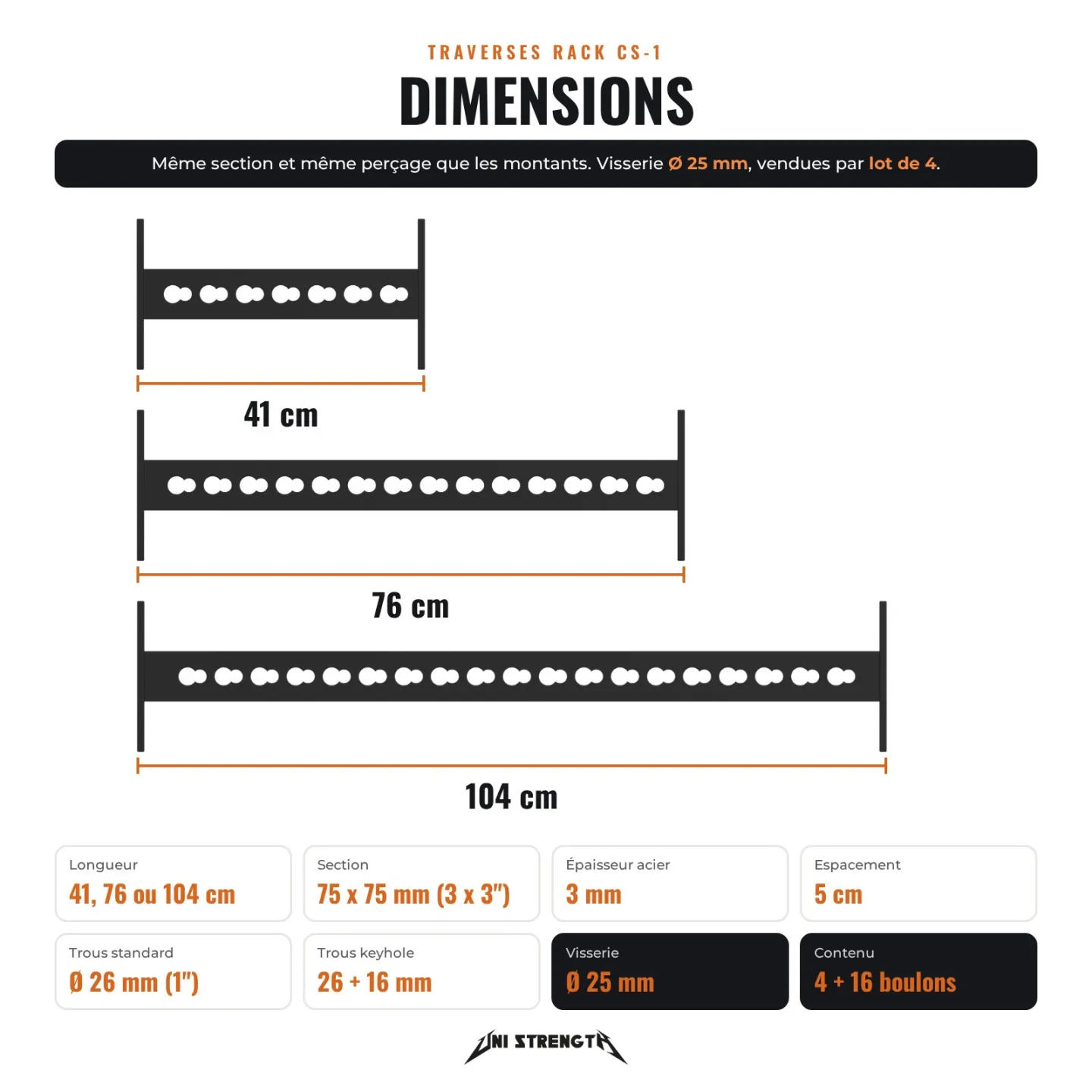 CS-1 rack crossmembers 75 x 75 mm (set of 4) - view 27