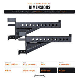 Supports repose barre et sécurités pour Rack CS-1