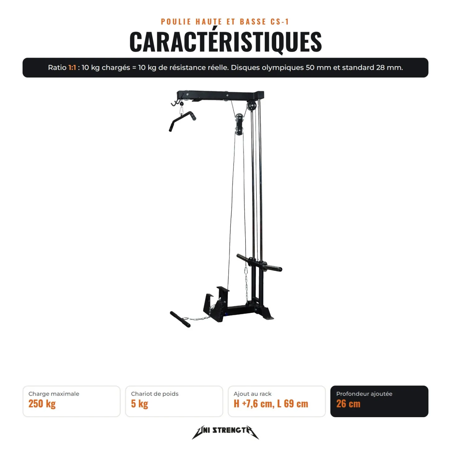 High and Low Pulley, Extension for Power Rack CS-1 - view 7
