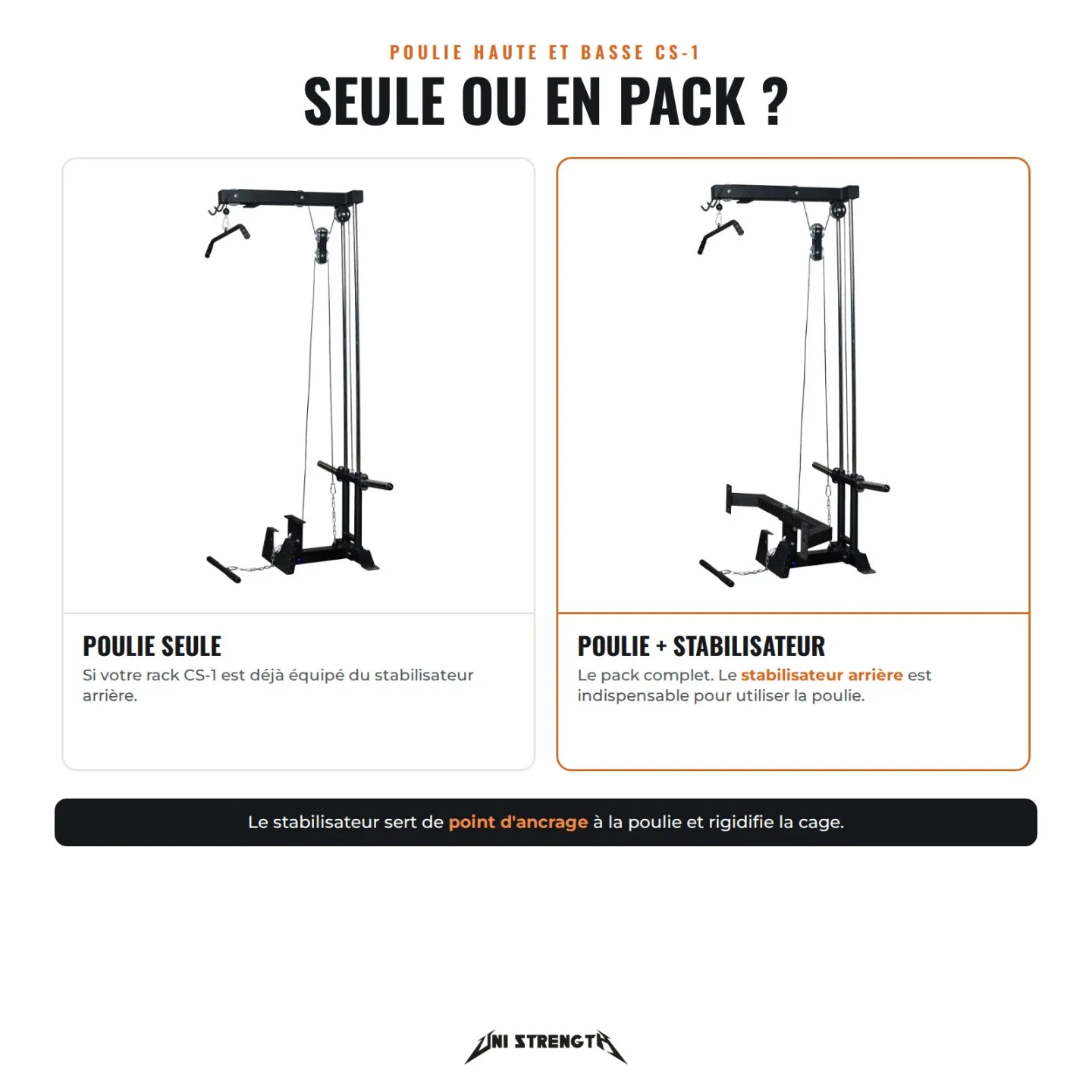 High and Low Pulley, Extension for Power Rack CS-1 - view 9