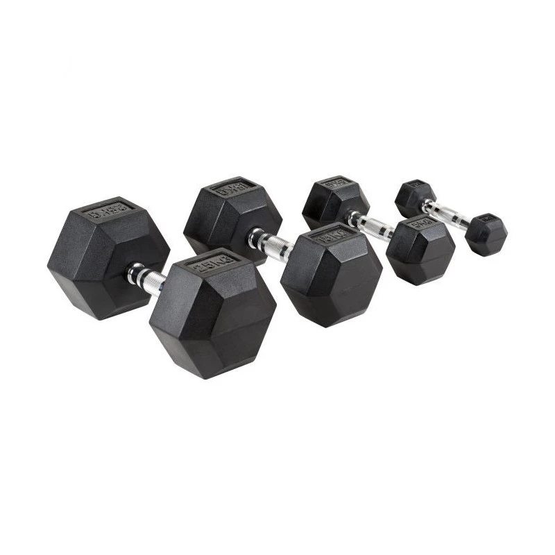 Mancuernas hexagonales de caucho de 2,5 a 70 kg - Par