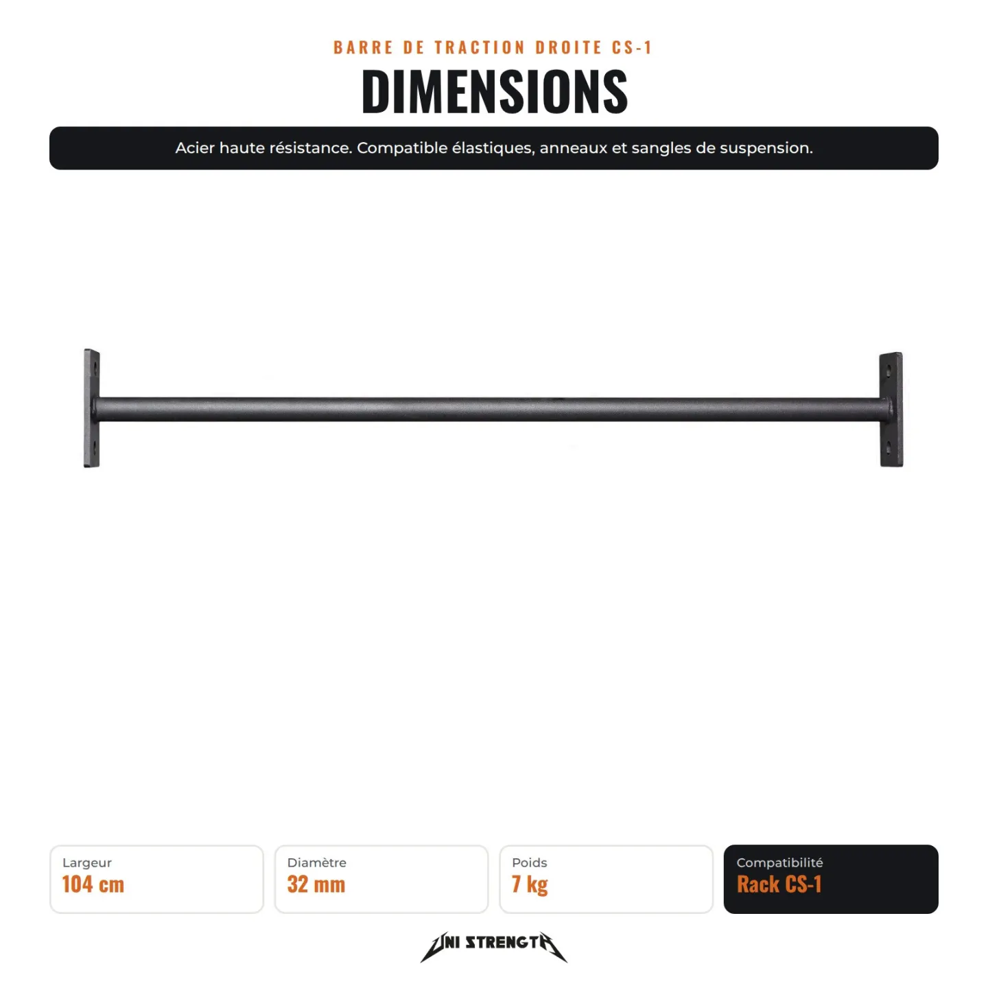 Barre de traction droite, rack CS-1 - vue 2