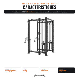 Set di 2 carrucole regolabili CS-1, rack 236 cm, caratteristiche
