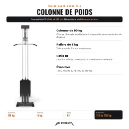 Poulie haute/basse CS-1, colonne de poids