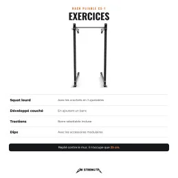 Rack de Musculation Pliable CS-1 – Rack à Squat, Traction & Dips