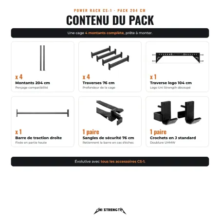Power Rack CS-1 204 cm, 4 postes, fondo 76 cm | Pack completo - vista 2