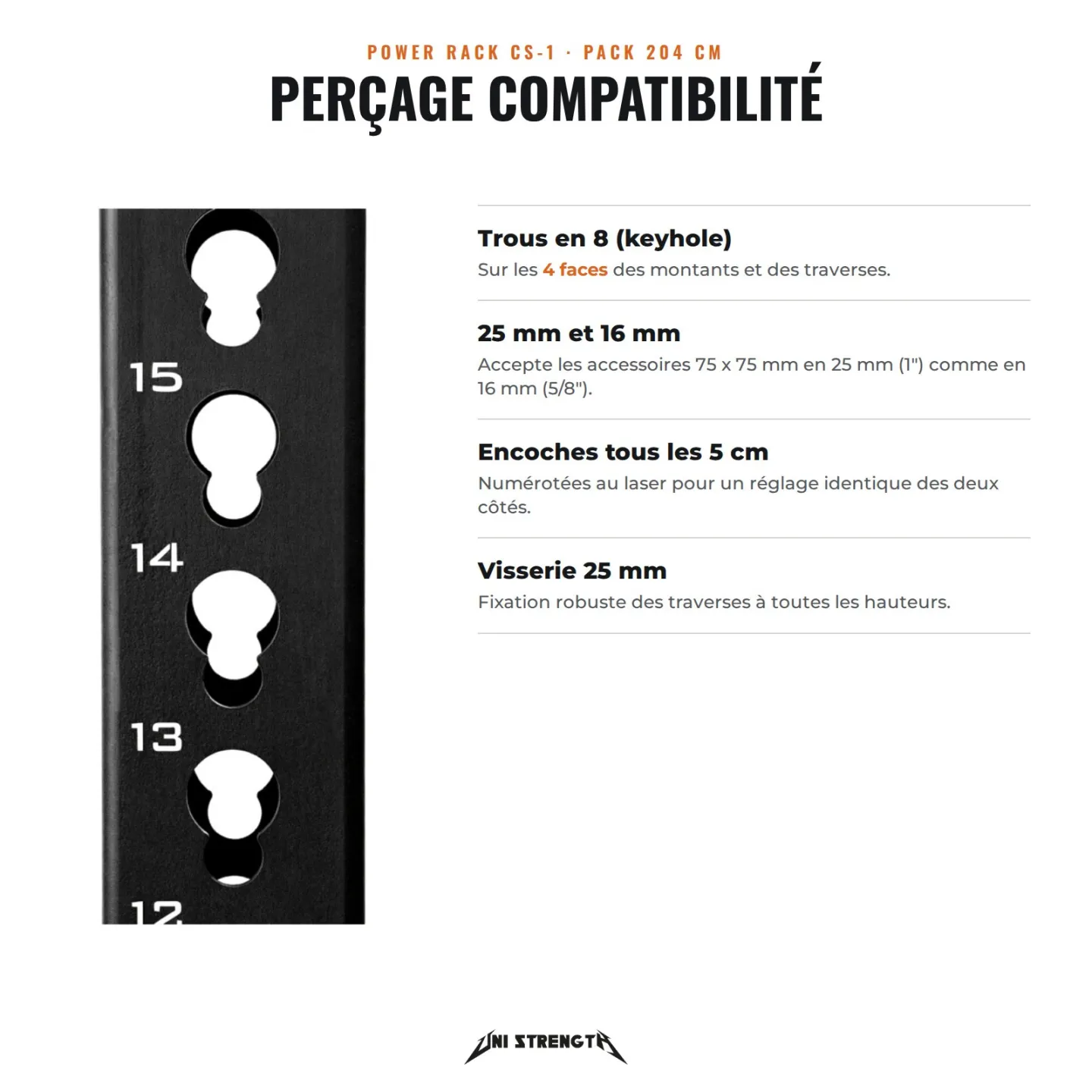 Power Rack CS-1 204 cm, 4 Pfosten, Tiefe 76 cm | Komplettset - Ansicht 4