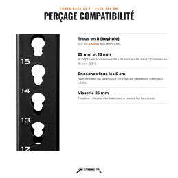 CS-1 Power Rack pack 204 cm, compatibility hole pattern