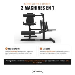 2-in-1 leg curl and extension machine, quadriceps and hamstrings