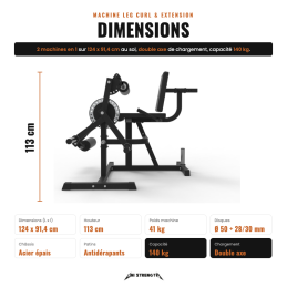 Beinbeuger- und Beinstrecker-Maschine, Maße 124 x 91,4 x 113 cm, Belastbarkeit 140 kg
