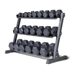 Pack haltères hexagonaux 2,5 à 30 kg + rack de rangement
