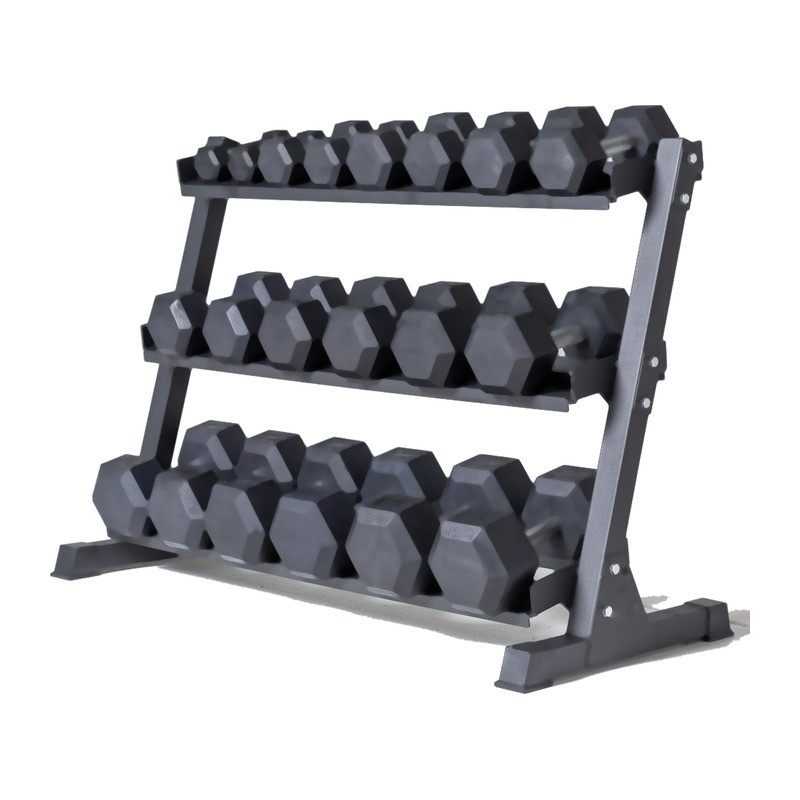 Pack mancuernas hexagonales de 2,5 a 30 kg + rack de almacenamiento