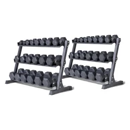 Pack haltères hexagonaux 2,5 à 50 kg + 2 racks de rangement