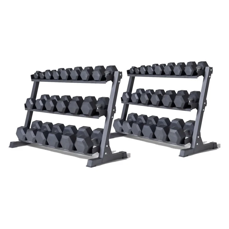 Pack haltères hexagonaux 2,5 à 50 kg + 2 racks de rangement