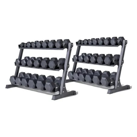 Pack mancuernas hexagonales de 2,5 a 50 kg + 2 racks de almacenamiento