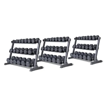 Pack haltères hexagonaux 2,5 à 70 kg + 3 racks de rangement