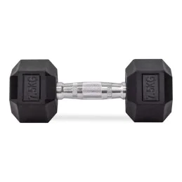 Haltères hexagonaux en caoutchouc de 7,5 kg, paire